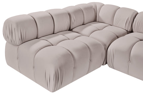 Camden Beige Velvet Performance Fabric Upholstered Sectional, 5-Piece (Style 4)