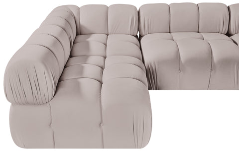 Camden Beige Velvet Performance Fabric Upholstered Sectional, 5-Piece (Style 4)