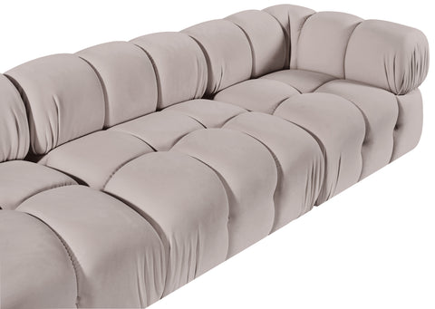 Camden Beige Velvet Performance Fabric Upholstered Sectional, 5-Piece (Style 4)