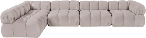 Camden Beige Velvet Performance Fabric Upholstered Sectional, 5-Piece (Style 4)