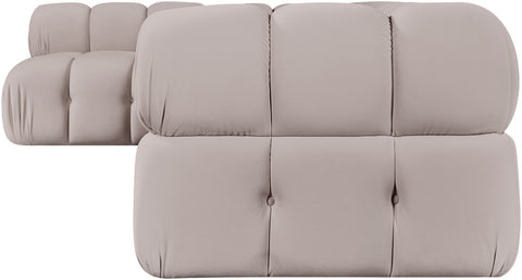 Camden Beige Velvet Performance Fabric Upholstered Sectional, 5-Piece (Style 4)