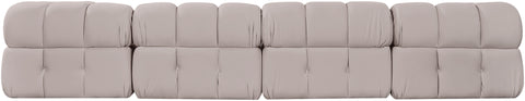 Camden Beige Velvet Performance Fabric Upholstered Sectional, 5-Piece (Style 4)