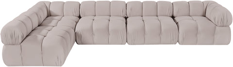 Camden Beige Velvet Performance Fabric Upholstered Sectional, 5-Piece (Style 4)
