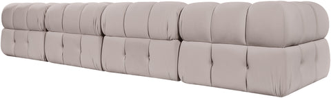 Camden Beige Velvet Performance Fabric Upholstered Sectional, 5-Piece (Style 4)