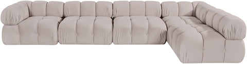 Camden Beige Velvet Performance Fabric Upholstered Sectional, 5-Piece (Style 4)