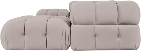 Camden Beige Velvet Performance Fabric Upholstered Sectional, 6-Piece (Style 4)