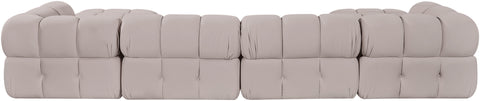 Camden Beige Velvet Performance Fabric Upholstered Sectional, 6-Piece (Style 4)