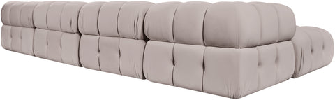 Camden Beige Velvet Performance Fabric Upholstered Sectional, 6-Piece (Style 4)
