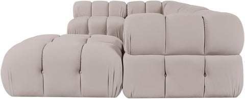 Camden Beige Velvet Performance Fabric Upholstered Sectional, 6-Piece (Style 5)