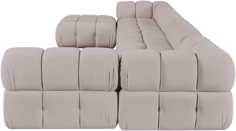 Camden Beige Velvet Performance Fabric Upholstered Sectional, 6-Piece (Style 5)