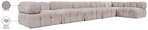 Camden Beige Velvet Performance Fabric Upholstered Sectional, 6-Piece (Style 6)