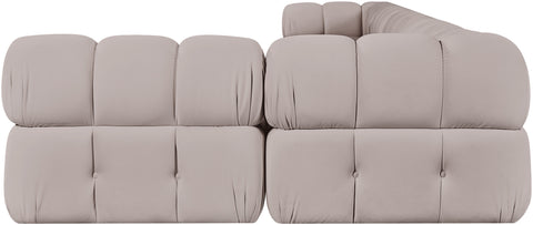 Camden Beige Velvet Performance Fabric Upholstered Sectional, 6-Piece (Style 6)
