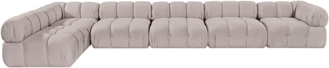 Camden Beige Velvet Performance Fabric Upholstered Sectional, 6-Piece (Style 6)