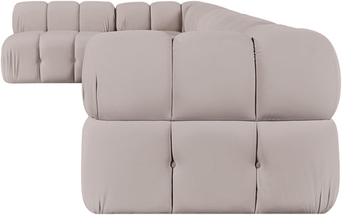 Camden Beige Velvet Performance Fabric Upholstered Sectional, 6-Piece (Style 6)