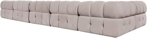 Camden Beige Velvet Performance Fabric Upholstered Sectional, 6-Piece (Style 6)