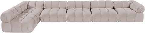 Camden Beige Velvet Performance Fabric Upholstered Sectional, 6-Piece (Style 6)