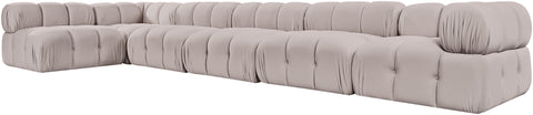 Camden Beige Velvet Performance Fabric Upholstered Sectional, 6-Piece (Style 6)