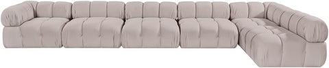 Camden Beige Velvet Performance Fabric Upholstered Sectional, 6-Piece (Style 6)
