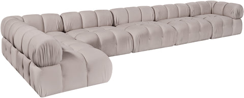 Camden Beige Velvet Performance Fabric Upholstered Sectional, 6-Piece (Style 6)