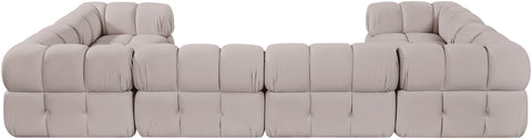 Camden Beige Velvet Performance Fabric Upholstered Sectional, 6-Piece (Style 7)