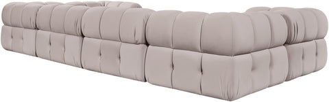 Camden Beige Velvet Performance Fabric Upholstered Sectional, 6-Piece (Style 7)