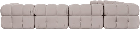 Camden Beige Velvet Performance Fabric Upholstered Sectional, 7-Piece