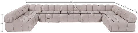 Camden Beige Velvet Performance Fabric Upholstered Sectional, 7-Piece (Style 2)