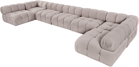 Camden Beige Velvet Performance Fabric Upholstered Sectional, 7-Piece (Style 2)