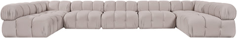 Camden Beige Velvet Performance Fabric Upholstered Sectional, 7-Piece (Style 2)