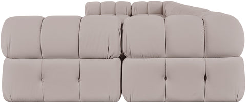 Camden Beige Velvet Performance Fabric Upholstered Sectional, 7-Piece (Style 2)
