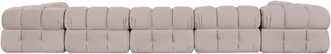 Camden Beige Velvet Performance Fabric Upholstered Sectional, 7-Piece (Style 2)
