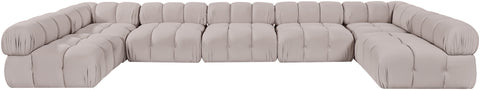 Camden Beige Velvet Performance Fabric Upholstered Sectional, 7-Piece (Style 2)
