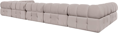 Camden Beige Velvet Performance Fabric Upholstered Sectional, 7-Piece (Style 2)