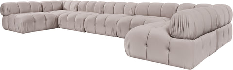 Camden Beige Velvet Performance Fabric Upholstered Sectional, 7-Piece (Style 2)