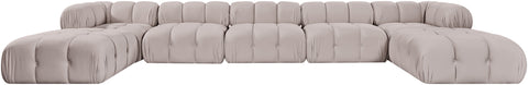 Camden Beige Velvet Performance Fabric Upholstered Sectional, 7-Piece (Style 3)