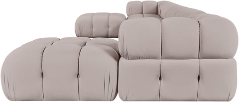 Camden Beige Velvet Performance Fabric Upholstered Sectional, 7-Piece (Style 3)