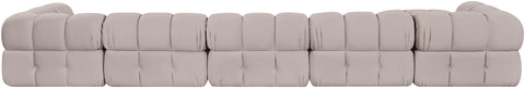 Camden Beige Velvet Performance Fabric Upholstered Sectional, 7-Piece (Style 3)