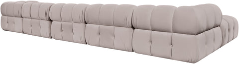 Camden Beige Velvet Performance Fabric Upholstered Sectional, 7-Piece (Style 3)