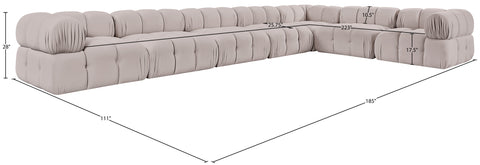 Camden Beige Velvet Performance Fabric Upholstered Sectional, 7-Piece (Style 4)