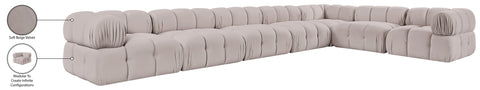 Camden Beige Velvet Performance Fabric Upholstered Sectional, 7-Piece (Style 4)