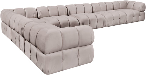 Camden Beige Velvet Performance Fabric Upholstered Sectional, 7-Piece (Style 4)