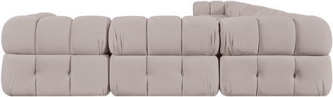 Camden Beige Velvet Performance Fabric Upholstered Sectional, 7-Piece (Style 4)