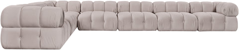 Camden Beige Velvet Performance Fabric Upholstered Sectional, 7-Piece (Style 4)