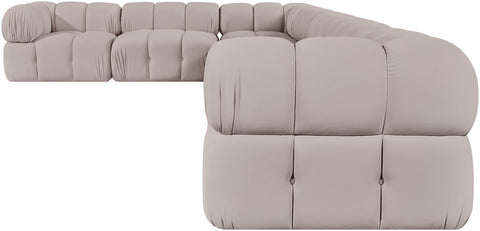 Camden Beige Velvet Performance Fabric Upholstered Sectional, 7-Piece (Style 4)