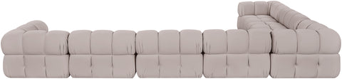 Camden Beige Velvet Performance Fabric Upholstered Sectional, 7-Piece (Style 4)