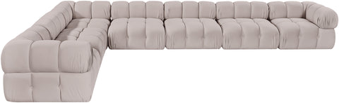 Camden Beige Velvet Performance Fabric Upholstered Sectional, 7-Piece (Style 4)
