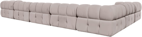 Camden Beige Velvet Performance Fabric Upholstered Sectional, 7-Piece (Style 4)