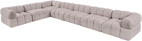 Camden Beige Velvet Performance Fabric Upholstered Sectional, 7-Piece (Style 4)