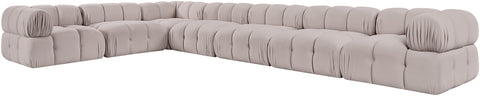 Camden Beige Velvet Performance Fabric Upholstered Sectional, 7-Piece (Style 4)