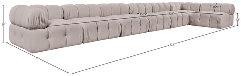 Camden Beige Velvet Performance Fabric Upholstered Sectional, 7-Piece (Style 5)